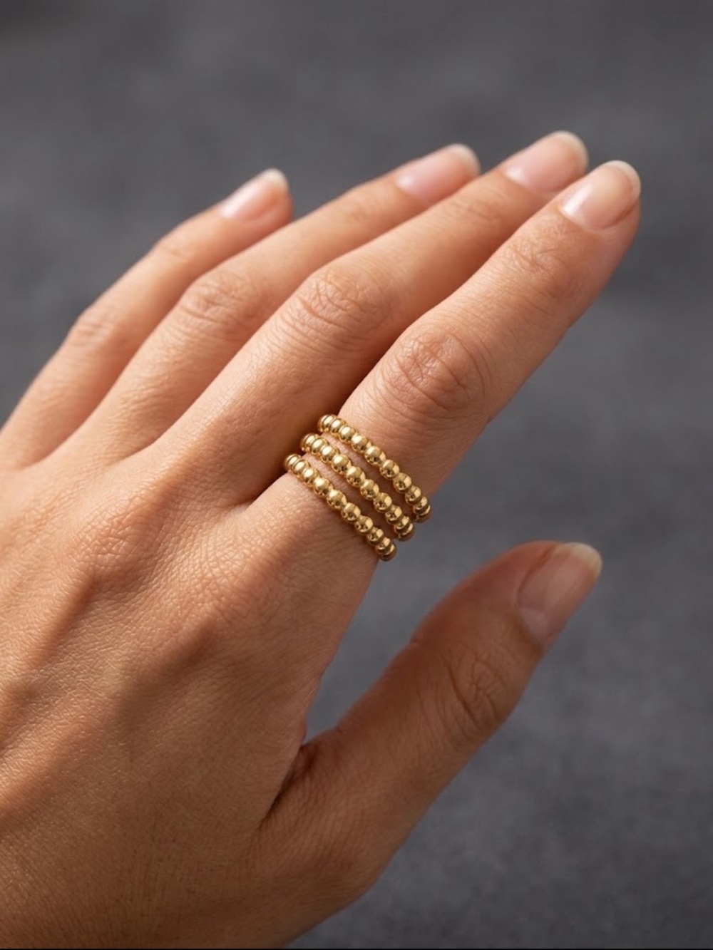 Vintage Gold plated Beaded adjustable stainless steel boho style ring